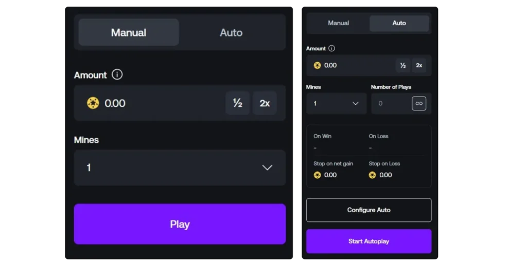 How to play the mines game showing grid, selecting tiles, avoiding mines, and cashing out winnings